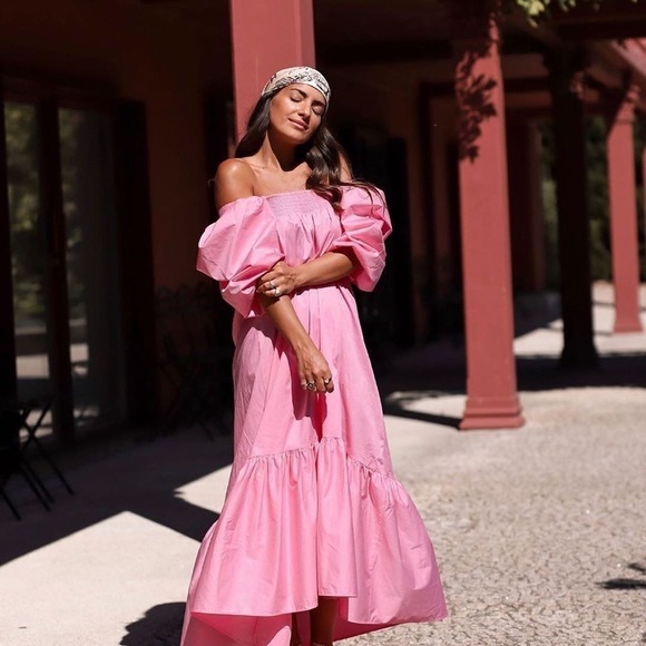 H&M Pink Cotton Maxi Dress NEW - Picture 4 of 8